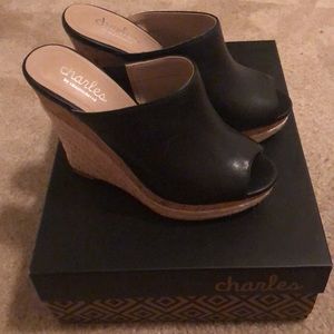 Charles By Charles David Azie Black Open Toe Wedge